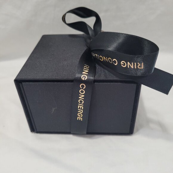 Ring Concierge Bracelet Box Black Empty Magnetic Attached Ribbon Pillow Logo - Picture 3 of 14